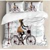 Ambesonne Christmas Duvet Cover Set, Watercolor Christmas Theme Fir Trees Abstract Silhouettes Illustration, Decorative 3 Piece Bedding Set with 2 Pillow Shams, Queen Size, Green Seafoam(Brown Chestnut Brown)