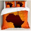 Ambesonne Christmas Duvet Cover Set, Watercolor Christmas Theme Fir Trees Abstract Silhouettes Illustration, Decorative 3 Piece Bedding Set with 2 Pillow Shams, Queen Size, Green Seafoam(Orange and Brown)