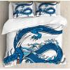 Ambesonne Christmas Duvet Cover Set, Watercolor Christmas Theme Fir Trees Abstract Silhouettes Illustration, Decorative 3 Piece Bedding Set with 2 Pillow Shams, Queen Size, Green Seafoam(Pale Blue)