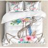 Ambesonne Christmas Duvet Cover Set, Watercolor Christmas Theme Fir Trees Abstract Silhouettes Illustration, Decorative 3 Piece Bedding Set with 2 Pillow Shams, Queen Size, Green Seafoam(Pink Lilac)