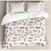Ambesonne Christmas Duvet Cover Set, Watercolor Christmas Theme Fir Trees Abstract Silhouettes Illustration, Decorative 3 Piece Bedding Set with 2 Pillow Shams, Queen Size, Green Seafoam(Turquoise Pink)