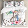 Ambesonne Christmas Duvet Cover Set, Watercolor Christmas Theme Fir Trees Abstract Silhouettes Illustration, Decorative 3 Piece Bedding Set with 2 Pillow Shams, Queen Size, Green Seafoam(Pink Lilac)