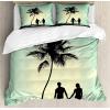 Ambesonne Christmas Duvet Cover Set, Watercolor Christmas Theme Fir Trees Abstract Silhouettes Illustration, Decorative 3 Piece Bedding Set with 2 Pillow Shams, Queen Size, Green Seafoam(Pale Green)