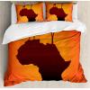 Ambesonne Christmas Duvet Cover Set, Watercolor Christmas Theme Fir Trees Abstract Silhouettes Illustration, Decorative 3 Piece Bedding Set with 2 Pillow Shams, Queen Size, Green Seafoam(Orange and Brown)