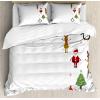 Ambesonne Christmas Duvet Cover Set, Watercolor Christmas Theme Fir Trees Abstract Silhouettes Illustration, Decorative 3 Piece Bedding Set with 2 Pillow Shams, Queen Size, Green Seafoam(Brown Ruby)