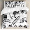 Ambesonne Christmas Duvet Cover Set, Watercolor Christmas Theme Fir Trees Abstract Silhouettes Illustration, Decorative 3 Piece Bedding Set with 2 Pillow Shams, Queen Size, Green Seafoam(Black Grey)