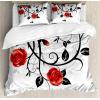 Ambesonne Christmas Duvet Cover Set, Watercolor Christmas Theme Fir Trees Abstract Silhouettes Illustration, Decorative 3 Piece Bedding Set with 2 Pillow Shams, Queen Size, Green Seafoam(Vermilion Black)