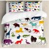 Ambesonne Christmas Duvet Cover Set, Watercolor Christmas Theme Fir Trees Abstract Silhouettes Illustration, Decorative 3 Piece Bedding Set with 2 Pillow Shams, Queen Size, Green Seafoam(Orange Seafoam)