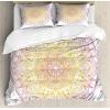 Ambesonne Christmas Duvet Cover Set, Watercolor Christmas Theme Fir Trees Abstract Silhouettes Illustration, Decorative 3 Piece Bedding Set with 2 Pillow Shams, Queen Size, Green Seafoam(Orange Violet and Yellow)