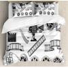 Ambesonne Christmas Duvet Cover Set, Watercolor Christmas Theme Fir Trees Abstract Silhouettes Illustration, Decorative 3 Piece Bedding Set with 2 Pillow Shams, Queen Size, Green Seafoam(Black Grey)