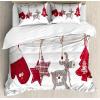 Ambesonne Christmas Duvet Cover Set, Watercolor Christmas Theme Fir Trees Abstract Silhouettes Illustration, Decorative 3 Piece Bedding Set with 2 Pillow Shams, Queen Size, Green Seafoam(Red Cream Tan)