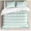 Ambesonne Christmas Duvet Cover Set, Watercolor Christmas Theme Fir Trees Abstract Silhouettes Illustration, Decorative 3 Piece Bedding Set with 2 Pillow Shams, Queen Size, Green Seafoam(Almond Green White)