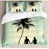 Ambesonne Christmas Duvet Cover Set, Watercolor Christmas Theme Fir Trees Abstract Silhouettes Illustration, Decorative 3 Piece Bedding Set with 2 Pillow Shams, Queen Size, Green Seafoam(Pale Green)