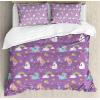 Ambesonne Christmas Duvet Cover Set, Watercolor Christmas Theme Fir Trees Abstract Silhouettes Illustration, Decorative 3 Piece Bedding Set with 2 Pillow Shams, Queen Size, Green Seafoam(Purple Teal)
