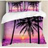 Ambesonne Christmas Duvet Cover Set, Watercolor Christmas Theme Fir Trees Abstract Silhouettes Illustration, Decorative 3 Piece Bedding Set with 2 Pillow Shams, Queen Size, Green Seafoam(Black Purple)