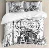 Ambesonne Christmas Duvet Cover Set, Watercolor Christmas Theme Fir Trees Abstract Silhouettes Illustration, Decorative 3 Piece Bedding Set with 2 Pillow Shams, Queen Size, Green Seafoam(White Pale Black)