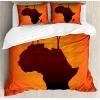 Ambesonne Christmas Duvet Cover Set, Watercolor Christmas Theme Fir Trees Abstract Silhouettes Illustration, Decorative 3 Piece Bedding Set with 2 Pillow Shams, Queen Size, Green Seafoam(Orange and Brown)