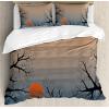 Ambesonne Christmas Duvet Cover Set, Watercolor Christmas Theme Fir Trees Abstract Silhouettes Illustration, Decorative 3 Piece Bedding Set with 2 Pillow Shams, Queen Size, Green Seafoam(Blue Orange)
