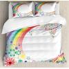 Ambesonne Christmas Duvet Cover Set, Watercolor Christmas Theme Fir Trees Abstract Silhouettes Illustration, Decorative 3 Piece Bedding Set with 2 Pillow Shams, Queen Size, Green Seafoam(Rainbow Colors)