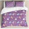 Ambesonne Christmas Duvet Cover Set, Watercolor Christmas Theme Fir Trees Abstract Silhouettes Illustration, Decorative 3 Piece Bedding Set with 2 Pillow Shams, Queen Size, Green Seafoam(Purple Teal)