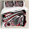 Ambesonne Christmas Duvet Cover Set, Watercolor Christmas Theme Fir Trees Abstract Silhouettes Illustration, Decorative 3 Piece Bedding Set with 2 Pillow Shams, Queen Size, Green Seafoam(Black Red)