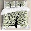 Ambesonne Christmas Duvet Cover Set, Watercolor Christmas Theme Fir Trees Abstract Silhouettes Illustration, Decorative 3 Piece Bedding Set with 2 Pillow Shams, Queen Size, Green Seafoam(Black White Green)