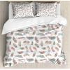 Ambesonne Christmas Duvet Cover Set, Watercolor Christmas Theme Fir Trees Abstract Silhouettes Illustration, Decorative 3 Piece Bedding Set with 2 Pillow Shams, Queen Size, Green Seafoam(Turquoise Pink)