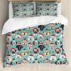 Ambesonne Christmas Duvet Cover Set, Watercolor Christmas Theme Fir Trees Abstract Silhouettes Illustration, Decorative 3 Piece Bedding Set with 2 Pillow Shams, Queen Size, Green Seafoam(Seafoam Vermilion Green)