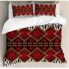 Ambesonne Christmas Duvet Cover Set, Watercolor Christmas Theme Fir Trees Abstract Silhouettes Illustration, Decorative 3 Piece Bedding Set with 2 Pillow Shams, Queen Size, Green Seafoam(Red Brown)