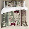Ambesonne Christmas Duvet Cover Set, Watercolor Christmas Theme Fir Trees Abstract Silhouettes Illustration, Decorative 3 Piece Bedding Set with 2 Pillow Shams, Queen Size, Green Seafoam(Raspberry and Sage Green)