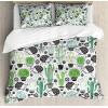 Ambesonne Christmas Duvet Cover Set, Watercolor Christmas Theme Fir Trees Abstract Silhouettes Illustration, Decorative 3 Piece Bedding Set with 2 Pillow Shams, Queen Size, Green Seafoam(White Green)