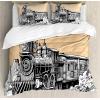 Ambesonne Christmas Duvet Cover Set, Watercolor Christmas Theme Fir Trees Abstract Silhouettes Illustration, Decorative 3 Piece Bedding Set with 2 Pillow Shams, Queen Size, Green Seafoam(Peach White)