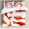 Ambesonne Christmas Duvet Cover Set, Watercolor Christmas Theme Fir Trees Abstract Silhouettes Illustration, Decorative 3 Piece Bedding Set with 2 Pillow Shams, Queen Size, Green Seafoam(Orange)