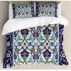 Ambesonne Christmas Duvet Cover Set, Watercolor Christmas Theme Fir Trees Abstract Silhouettes Illustration, Decorative 3 Piece Bedding Set with 2 Pillow Shams, Queen Size, Green Seafoam(Aqua Red)
