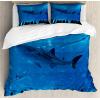 Ambesonne Christmas Duvet Cover Set, Watercolor Christmas Theme Fir Trees Abstract Silhouettes Illustration, Decorative 3 Piece Bedding Set with 2 Pillow Shams, Queen Size, Green Seafoam(Blue Black)