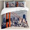 Ambesonne Christmas Duvet Cover Set, Watercolor Christmas Theme Fir Trees Abstract Silhouettes Illustration, Decorative 3 Piece Bedding Set with 2 Pillow Shams, Queen Size, Green Seafoam(Pale Blue Orange White)