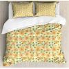 Ambesonne Christmas Duvet Cover Set, Watercolor Christmas Theme Fir Trees Abstract Silhouettes Illustration, Decorative 3 Piece Bedding Set with 2 Pillow Shams, Queen Size, Green Seafoam(Olive Green Orange)