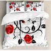 Ambesonne Christmas Duvet Cover Set, Watercolor Christmas Theme Fir Trees Abstract Silhouettes Illustration, Decorative 3 Piece Bedding Set with 2 Pillow Shams, Queen Size, Green Seafoam(Vermilion Black)