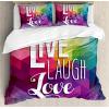 Ambesonne Christmas Duvet Cover Set, Watercolor Christmas Theme Fir Trees Abstract Silhouettes Illustration, Decorative 3 Piece Bedding Set with 2 Pillow Shams, Queen Size, Green Seafoam(Magenta Teal)