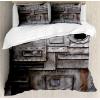 Ambesonne Christmas Duvet Cover Set, Watercolor Christmas Theme Fir Trees Abstract Silhouettes Illustration, Decorative 3 Piece Bedding Set with 2 Pillow Shams, Queen Size, Green Seafoam(Taupe)