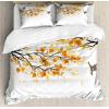 Ambesonne Christmas Duvet Cover Set, Watercolor Christmas Theme Fir Trees Abstract Silhouettes Illustration, Decorative 3 Piece Bedding Set with 2 Pillow Shams, Queen Size, Green Seafoam(Yellow Cream)