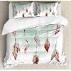 Ambesonne Christmas Duvet Cover Set, Watercolor Christmas Theme Fir Trees Abstract Silhouettes Illustration, Decorative 3 Piece Bedding Set with 2 Pillow Shams, Queen Size, Green Seafoam(Mint Green Brown)