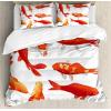 Ambesonne Christmas Duvet Cover Set, Watercolor Christmas Theme Fir Trees Abstract Silhouettes Illustration, Decorative 3 Piece Bedding Set with 2 Pillow Shams, Queen Size, Green Seafoam(Orange)