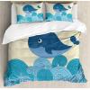 Ambesonne Christmas Duvet Cover Set, Watercolor Christmas Theme Fir Trees Abstract Silhouettes Illustration, Decorative 3 Piece Bedding Set with 2 Pillow Shams, Queen Size, Green Seafoam(Dark Blue)