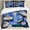 Ambesonne Christmas Duvet Cover Set, Watercolor Christmas Theme Fir Trees Abstract Silhouettes Illustration, Decorative 3 Piece Bedding Set with 2 Pillow Shams, Queen Size, Green Seafoam(Blue Violet)