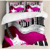 Ambesonne Christmas Duvet Cover Set, Watercolor Christmas Theme Fir Trees Abstract Silhouettes Illustration, Decorative 3 Piece Bedding Set with 2 Pillow Shams, Queen Size, Green Seafoam(Hot Pink Pale Grey Black)