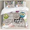 Ambesonne Christmas Duvet Cover Set, Watercolor Christmas Theme Fir Trees Abstract Silhouettes Illustration, Decorative 3 Piece Bedding Set with 2 Pillow Shams, Queen Size, Green Seafoam(Pale Taupe)