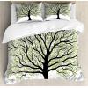 Ambesonne Christmas Duvet Cover Set, Watercolor Christmas Theme Fir Trees Abstract Silhouettes Illustration, Decorative 3 Piece Bedding Set with 2 Pillow Shams, Queen Size, Green Seafoam(Black White Green)