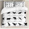 Ambesonne Christmas Duvet Cover Set, Watercolor Christmas Theme Fir Trees Abstract Silhouettes Illustration, Decorative 3 Piece Bedding Set with 2 Pillow Shams, Queen Size, Green Seafoam(Black Charcoal)