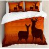 Ambesonne Christmas Duvet Cover Set, Watercolor Christmas Theme Fir Trees Abstract Silhouettes Illustration, Decorative 3 Piece Bedding Set with 2 Pillow Shams, Queen Size, Green Seafoam(Scarlet Brown)